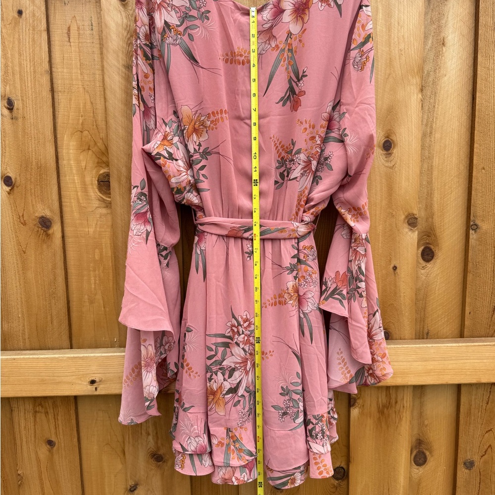 City Chic Pink Floral Wrap Dress - Picture 5 of 9